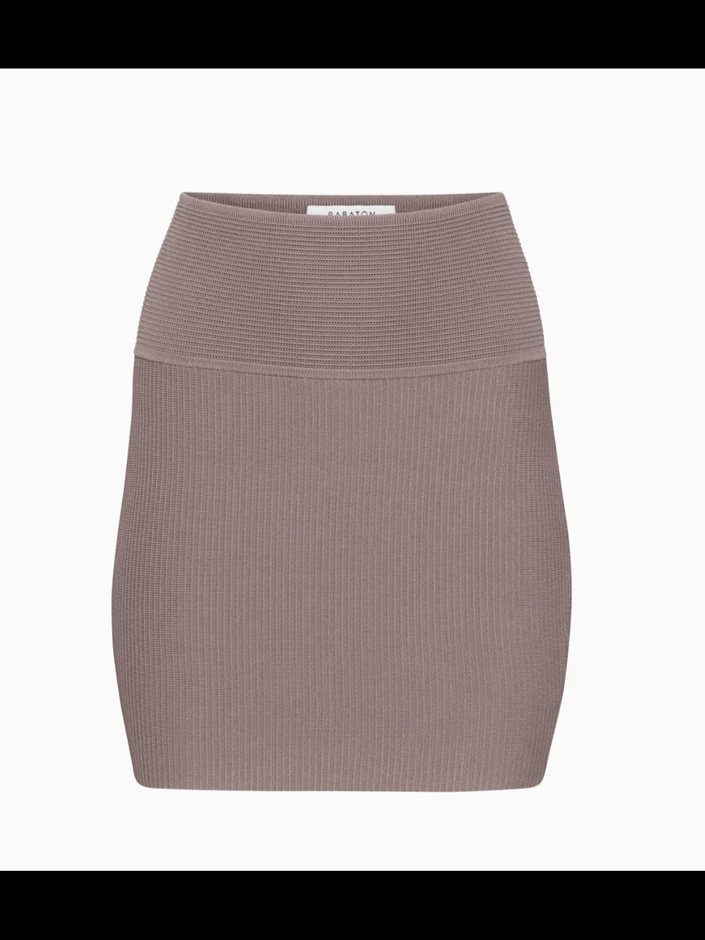 Babaton Sculpt Knit Ribbed Bodycon Skirt in Mauve Taupe